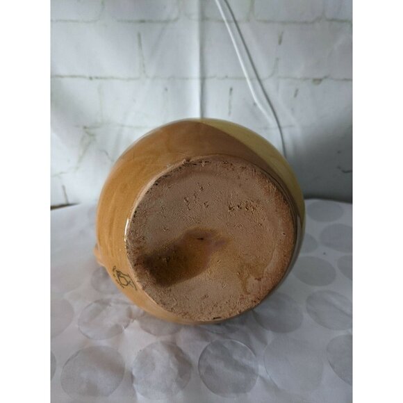 Hand-Painted Ceramic Olive Oil Decanter Pitcher Rust & Yellow With Olive Design - Picture 7 of 8